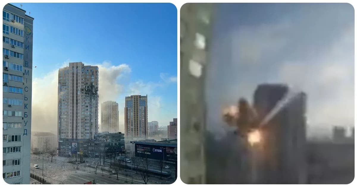 FLASH! Missile colpisce grattacielo a Kive: il video dell’impatto