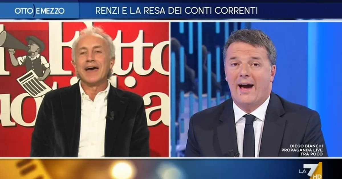 Otto e mezzo, Renzi a Travaglio: “Lei è una vedova di Conte!” – VIDEO