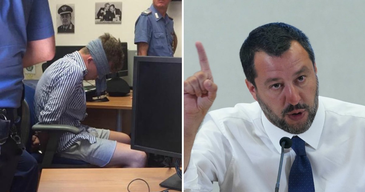 L'indagato per la morte di Mario Rega bendato e Matteo Salvini