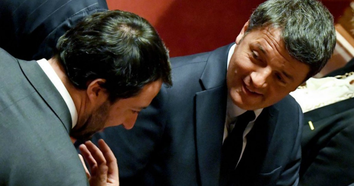 Salvini e Renzi in Senato
