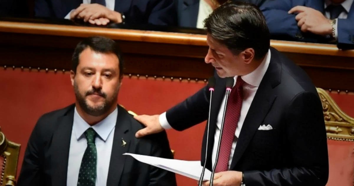 Salvini e Conte in Senato